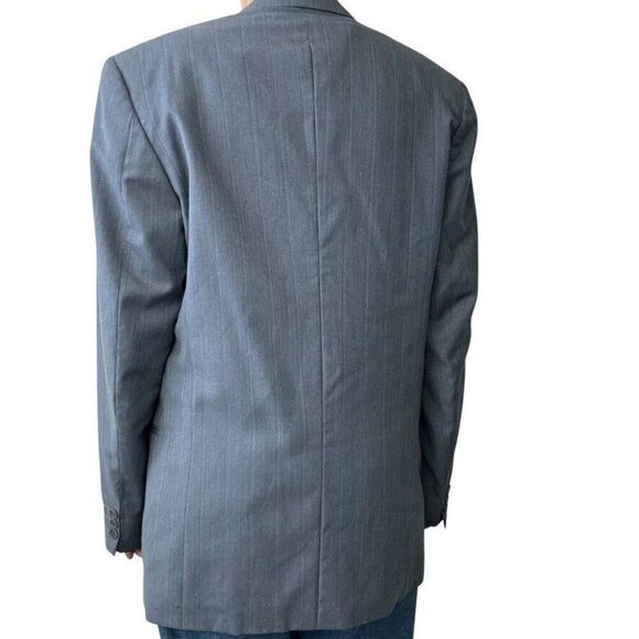 Yves Saint Laurent Mens YSL Slate Blue Striped Wool Sport Coat Blazer 44R - Picture 10 of 12